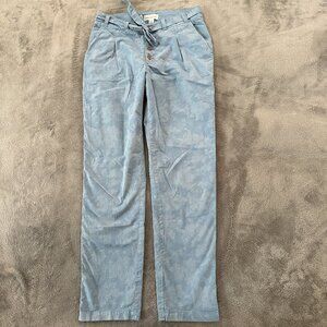 Sundance Bastille Easy Pants Soft Chambray Women's Size 4 Light Blue Floral
